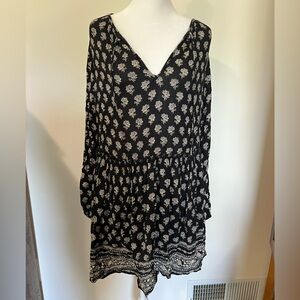 Zara Black Ling Sleeve light long sleeve shirt mini dress size Large